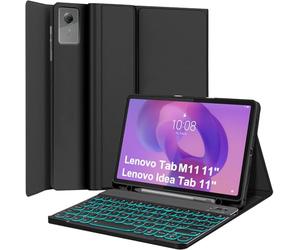 Wineecy Backlit Keyboard Case for Lenovo Idea Tab 11 Inch 2025 / M11 11 Inch 2024 with Pen Holder, Slim PU Stand Cover with UK Layout Magnetically Detachable Wireless Bluetooth Keyboard
