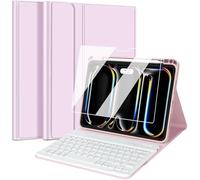 Wineecy Keyboard Case for iPad 11 Inch 2024(M4, 5th Generation), Built-in Pencil Holder, 9H Screen Protector, Magnetic Detachable Wireless Keyboard Cover for iPad Pro 11" 5th Gen (Pink)