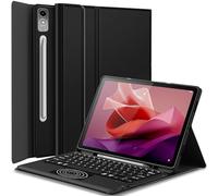 Wineecy Keyboard Case for Lenovo Tab P12 12.7 Inch TB370FU Tablet 2023, Smart Touchpad, Detachable Bluetooth Wireless Trackpad Keyboard & Slim PU Stand Cover with S Pen Holder (P12)