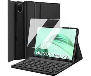 Wineecy Keyboard Case with Screen Protector for Honor Pad X8a 11 Inch 2024, 9H Tempered Glass, Magnetically Detachable Wireless Bluetooth Keyboard with Slim Stand Cover with Pen Holder (Honor Pad X8a)