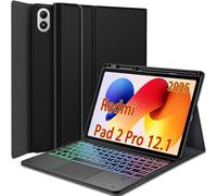 Wineecy Nanhent Touchpad Keyboard Case for Xiaomi Redmi Pad 2 Pro 12.1 Inch 2025 Tablet, 7 Color Rainbow Backlight Detachable Bluetooth Trackpad Keyboard Folio Smart Cover with Pen Holder