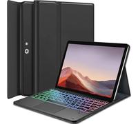 Wineecy Touchpad Keyboard Case for 12.3" Microsoft Surface Pro 7+/7/6/5/4, 7 Color Rainbow Backlight Detachable Bluetooth Trackpad Keyboard Folio Smart Cover