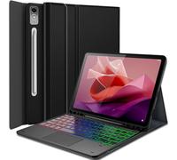 Wineecy Touchpad Keyboard Case for Lenovo Tab P12 12.7 Inch Tablet 2023, 7 Color Rainbow Backlight Detachable Bluetooth Trackpad Keyboard Folio Smart Cover with Pen Holder