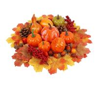 winemana 57pcs Artificial Pumpkins Fall Decor Set -30 Maple Leaves 10 Acorns 2 Pinecones 8 Pumpkins 2 Red Berry 5 Pomegranate, Thanksgiving Harvest Pumpkin Decoration for Fall Autumn Harvest Day