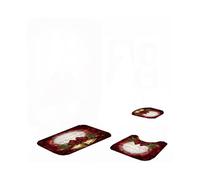 (WineRed 3pcs, One Size) Curtain Christmas Shower With Hook Toilet Seat Cover Mat Pads Rug Set Bathroom