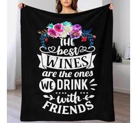 Wines And Friends Cute Blanket Fluffy Best Friend Blanket for Settee for Lover Hubby Wifey Women Men 50x60inch(127x152cm)