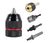 WINFA 2-13mm Keyless Drill Chuck Set with 60mm Self-Locking Extension Rod, 1/2"-20UNF Thread, SDS-Plus, 1/4" Hex Shank & 1/2" Square Socket, Heavy Duty Converter for Impact Wrench & Hammer