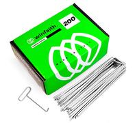 Winfaith Garden Pegs Stakes Staples Securing Lawn U Shaped Nail Pins - Pack of 200 Pieces H 6"/ 150mm - Made in Italy in Anti-Rust Steel EN 10204 3.1 Hot Dip Galvanized