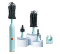 Winforhour Electric Baby Bottle Brush Cleaner Set with Rechargeable Automatic Brush & Silicone Nipple/Straw Cleaners, Newborn Bottle Cleaning Kit - Perfect (Blue)