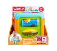 Winfun Baby Discovery Cube with Music and Light, Push Button and a Roll, Fun Sounds and Melodies, Fine Motor Skills, For Ages 6 Months +