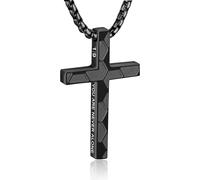 WINFY Soccer Cross Necklace for Boys Men Inspirational Christian Bible Verse Cross Pendant Stainless Steel Chain 20+2 inch Soccer Jewelry Religious Gift for Men, Stainless Steel, No Gemstone