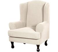 Wing Chair Cover,Stretch Wing Chair Cover,Wing Back Arm Chair Furniture Cover Slipcover 2 Piece Furniture Slipcover Stay (Beige)