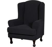 Wing Chair Cover,Stretch Wing Chair Cover,Wing Back Arm Chair Furniture Cover Slipcover 2 Piece Furniture Slipcover Stay (Black)