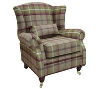 Wing Chair Original Fireside High Back Armchair P And S Balmoral Heather Check Real Fabric