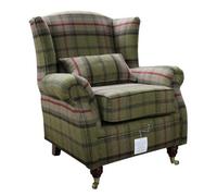 Wing Chair Original Fireside High Back Armchair P And S Balmoral Hunter Check Real Fabric