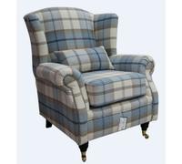 Wing Chair Original Fireside High Back Armchair P And S Balmoral Sky Check Real Fabric