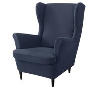 Wing Chair Slipcovers 2 Pieces Stretch Polyester Wingback Chair Covers Sofa Slipcover Wingback Armchair Slipcovers Furniture Protector Couch Soft with Elastic Bottom(Navy,Chair)