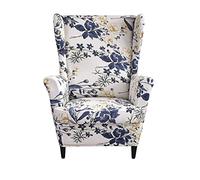 Wing Chair Slipcovers 2 Pieces Stretch Spandex Wingback Chair Covers Sofa Slipcover Printing Wingback Armchair Slipcovers Furniture Protector Couch Soft with Elastic Bottom for Wingback Chairs,12