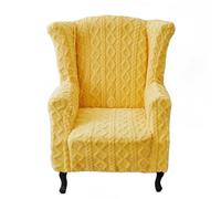 Wing Chair Slipcovers, Soft Velvet Wingback Chair Cover Non-Slip Armchair Covers with Elastic Bottom for Living Room Bedroom(Yellow, L)