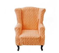 Wing Chair Slipcovers, Soft Velvet Wingback Chair Cover Non-Slip Armchair Covers with Elastic Bottom for Living Room Bedroom(Orange, L)