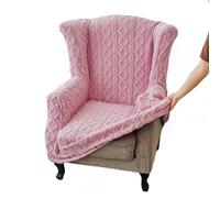 Wing Chair Slipcovers, Soft Velvet Wingback Chair Cover Non-Slip Armchair Covers with Elastic Bottom for Living Room Bedroom(Pink, L)