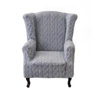 Wing Chair Slipcovers, Soft Velvet Wingback Chair Cover Non-Slip Armchair Covers with Elastic Bottom for Living Room Bedroom(Gray,M)