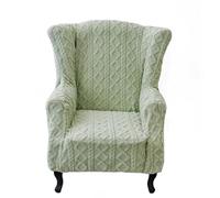 Wing Chair Slipcovers, Soft Velvet Wingback Chair Cover Non-Slip Armchair Covers with Elastic Bottom for Living Room Bedroom(Green, L)