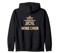Wing Chun Temple with Red Yin-Yang Symbol Zip Hoodie