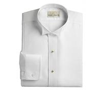 Wing Collar Tuxedo Shirt, Pique Bib Front, 65% Polyester 35% Cotton White (15.5 - 34/35), White
