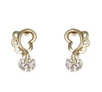 Wing Gold 18K 750 Earrings for Women Round White Moissanite Stud-Earrings