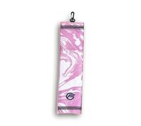 Wing Golf Marble Patterned Golf Towel with 360 degree Carabiner Clip, 50 x 30 cm | Trifold Golf Towels for Golf Bags with Clip - Ideal Golf Bag Accessories, Pink