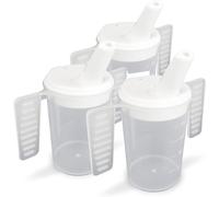 Wing Handled Beaker with Adjustable Drinking Lid - Pack of 3 | Adult Beakers for Elderly Dementia Cup Adult Drinking Cup for Elderly Two Handled Drinking Cup Small Adjustable Spouted Drinking Lid