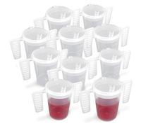 Wing Handled Beaker with Drinking Lid - Pack of 10 | Adult Beakers for Elderly Dementia Cup Adult Drinking Cup for Elderly Two Handled Drinking Cup Small Spouted Drinking Lid
