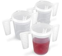 Wing Handled Beaker with Drinking Lid - Pack of 3 | Adult Beakers for Elderly Dementia Cup Adult Drinking Cup for Elderly Two Handled Drinking Cup Small Spouted Drinking Lid