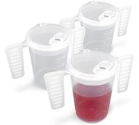 Wing Handled Beaker with Feeding Lid - Pack of 3 | Adult Beakers for Elderly Dementia Cup Adult Feeding Cup for Elderly Two Handled Feeding Cup Large Spouted Feeding Lid