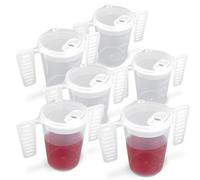 Wing Handled Beaker with Feeding Lid - Pack of 6 | Adult Beakers for Elderly Dementia Cup Adult Feeding Cup for Elderly Two Handled Feeding Cup Large Spouted Feeding Lid