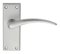 Wing Lever on Short Latch Backplate Satin Chrome Finish Solid Zinc Handle Set for Compact Modern Internal Doors