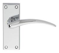 Wing Lever on Short Latch Backplate Satin Chrome Finish Solid Zinc Handle Set for Modern Internal Doors