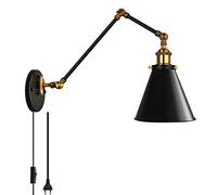 wing Long Arm Wall LightAdjustable Industrial Black Wall Sconce with Switch & E27 Metale &Joints for BedroomSle