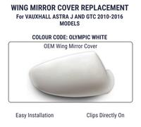 LT2CP Wing Mirror Cover Cap for Vauxhall Astra J Astra and GTC (2010-2016) - Right Hand Side (Driver O/S) - Olympic White (Paint Code Z474) - Ready to Fit