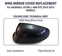 LT2CP Wing Mirror Cover Cap for Vauxhall Astra J & GTC (2010-2016) - Left Hand Side (Passenger N/S) - Technical Grey - Ready to Fit