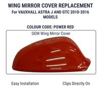 LT2CP Wing Mirror Cover Cap for Vauxhall Astra J & GTC (2010-2016) - Right Hand Side (Driver O/S) - Power Red - Ready to Fit