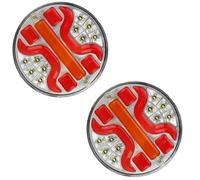 Wing Mirror Indicator 2pcs Round LED 5 Inch Truck Taillight 4in1 Dynamic Tail Trun Signal Reverse Lamp Rear Brake Stop Light For Car Trailer Lorry RV Turn Signal Light