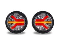 Wing Mirror Indicator 4 Inch 12V 24V Round LED Taillights Truck Rear Lights For Trailers 4x4 Van Pickup Tail Lamp Dynamic Turn Signal Stop Light Dynamic Turn Signal(2PIECE)
