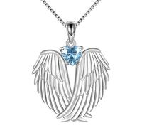 Wing Necklace Wing Pendant Necklace Birthstone Women's Christmas Jewelry Present (White, 2. 5cm)