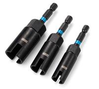 Wing Nut Driver Set, 3 Pieces, 9/12/15mm Wingnut Socket Bits with 1/4" Hex Shank, Heavy-Duty Steel, for Wire Twisting and Screw Hook