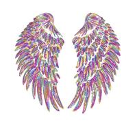 Wing Pattern Fabric Patches - 1 Pair Embroidered Sequin Appliques | Iron On or Sew Decorative Badge | Angel Wing Patches - DIY Craft for Clothing Jeans T-shirts Jackets