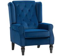 Wingback Accent Chair Tufted Retro Lounge Armchair Black Fabric High Back