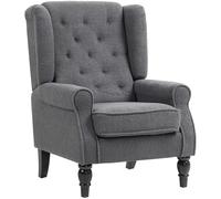 Wingback Accent Chair Tufted Retro Lounge Armchair Black Fabric High Back