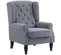 Wingback Accent Chair Tufted Retro Lounge Armchair Black Fabric High Back